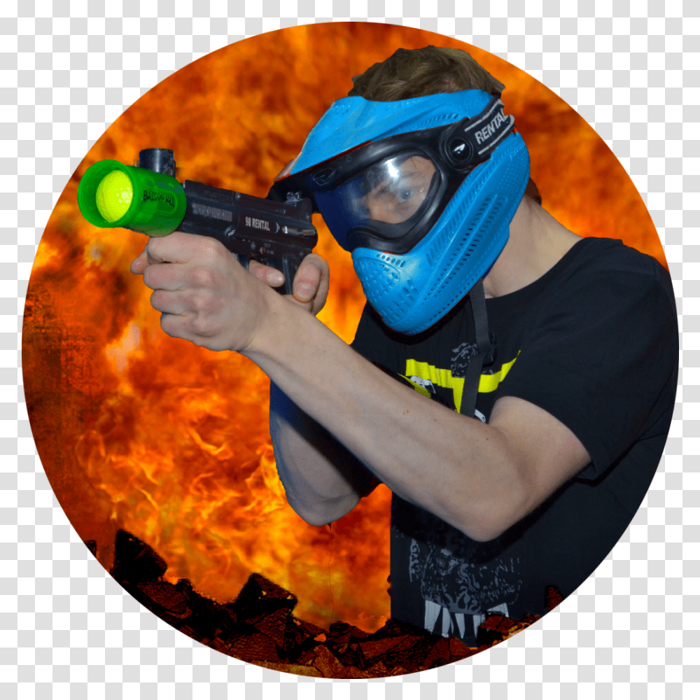 Bazooka New 2 Blue Thrillzone Indoor And Outdoor Paintball, Person, Helmet, Clothing, Outdoors Transparent Png
