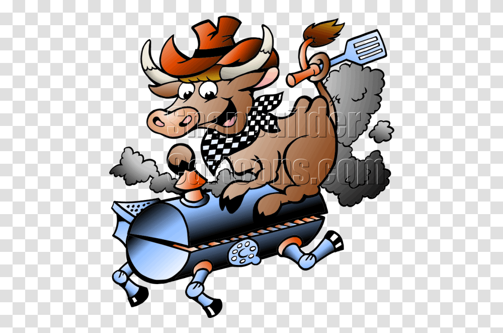 Bbq Grill Cow Holding A Spatula Bbq Pig Cartoon, Graphics, Animal, Crowd, Text Transparent Png