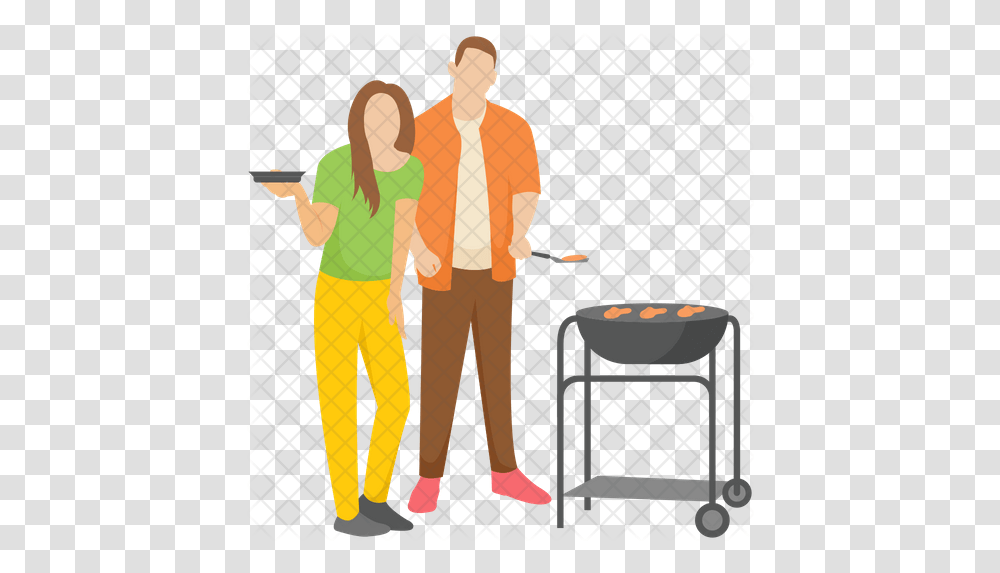 Bbq Grill Icon Cartoon, Person, People, Hand, Family Transparent Png