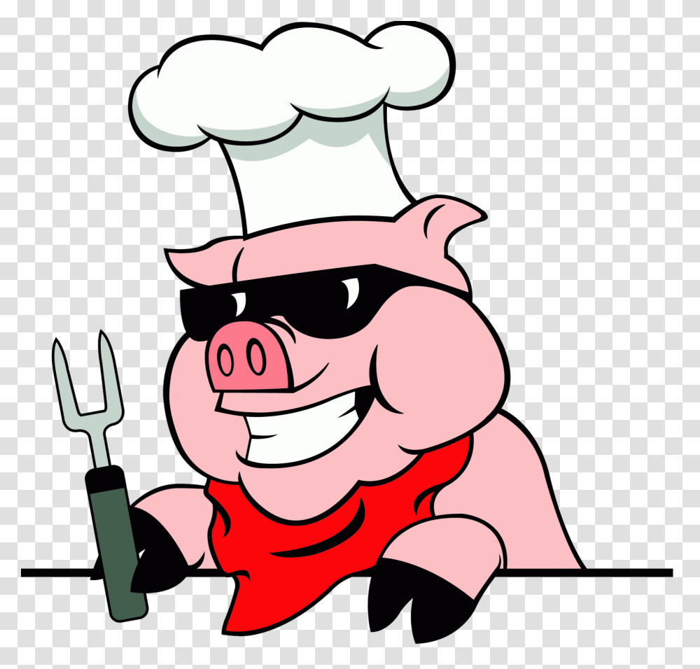 Bbq Pig Clip Art, Person, Human, Chef, Cutlery Transparent Png