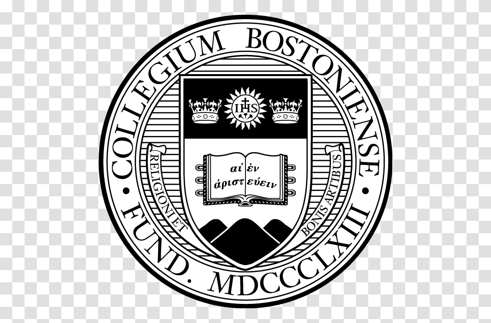 Bc Black Seal White Boston College Logo, Trademark, Badge, Emblem Transparent Png
