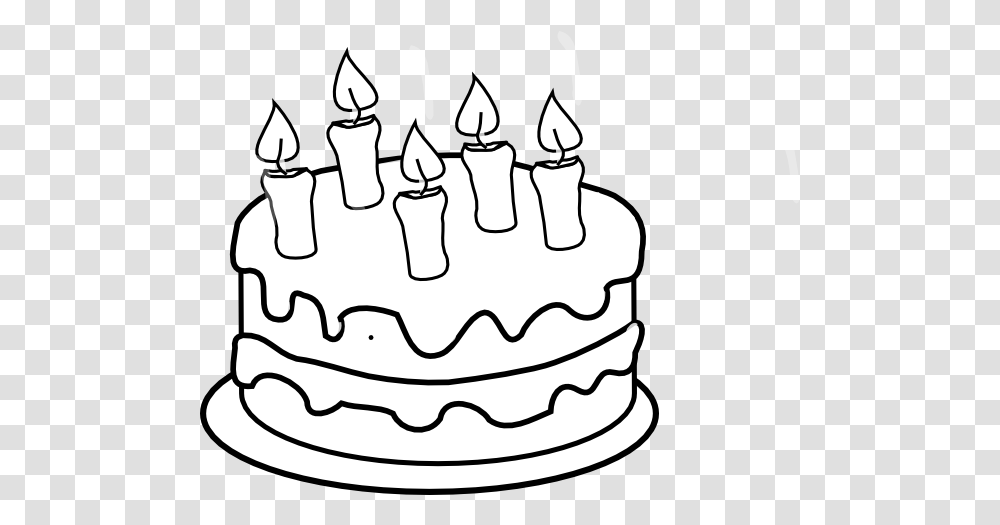 Bday Cake 5 Candles Black And White Birthday Cake Cartoon Black And White, Dessert, Food, Bonfire, Flame Transparent Png