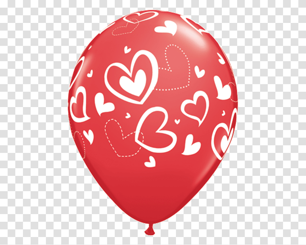Bday Confetti Dots Red Globos Latex San Valentin, Balloon, Heart Transparent Png