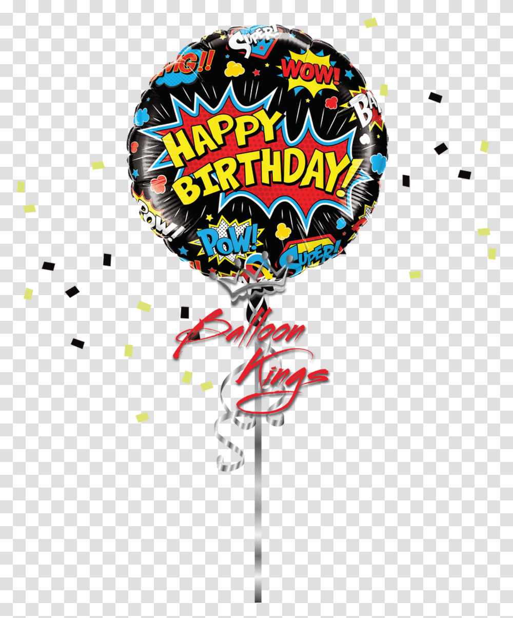 Bday Superhero Black Balloon Smiley Face Blue, Paper, Poster, Advertisement, Confetti Transparent Png