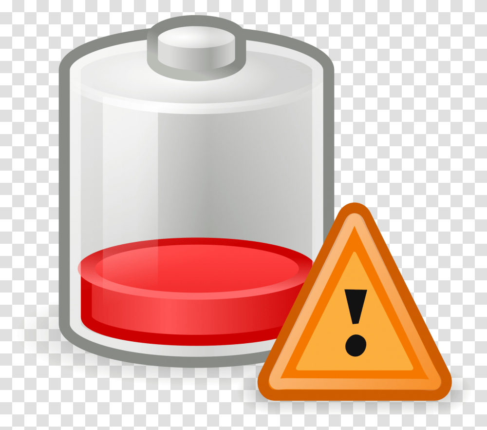 Be Mindful Of Battery Life Red Low Battery, Cylinder, Glass Transparent Png