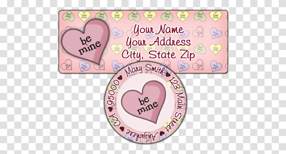 Be Mine Candy Heart Return Address Label Primfection Designs Girly, Text, Word, Sticker, Rubber Eraser Transparent Png
