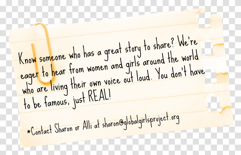 Be Our Guest And Share Your Story The Global Girls Project Dot, Text, Handwriting, Paper, Label Transparent Png