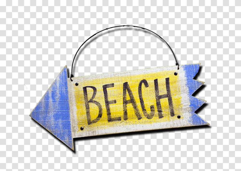 Beach Arrow Wooden Sign Blackwater Folk Art Handbag, Text, Label, Number, Symbol Transparent Png