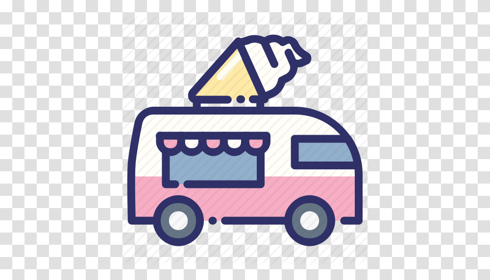 Beach Beverage Drink Fast Food Food Truck Ice Cream Summer Icon, Van, Vehicle, Transportation, Minibus Transparent Png