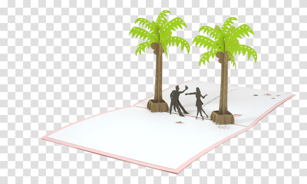 Beach Couple Pop Up 3d Greeting Card Roystonea, Tree, Plant, Person, Vegetation Transparent Png