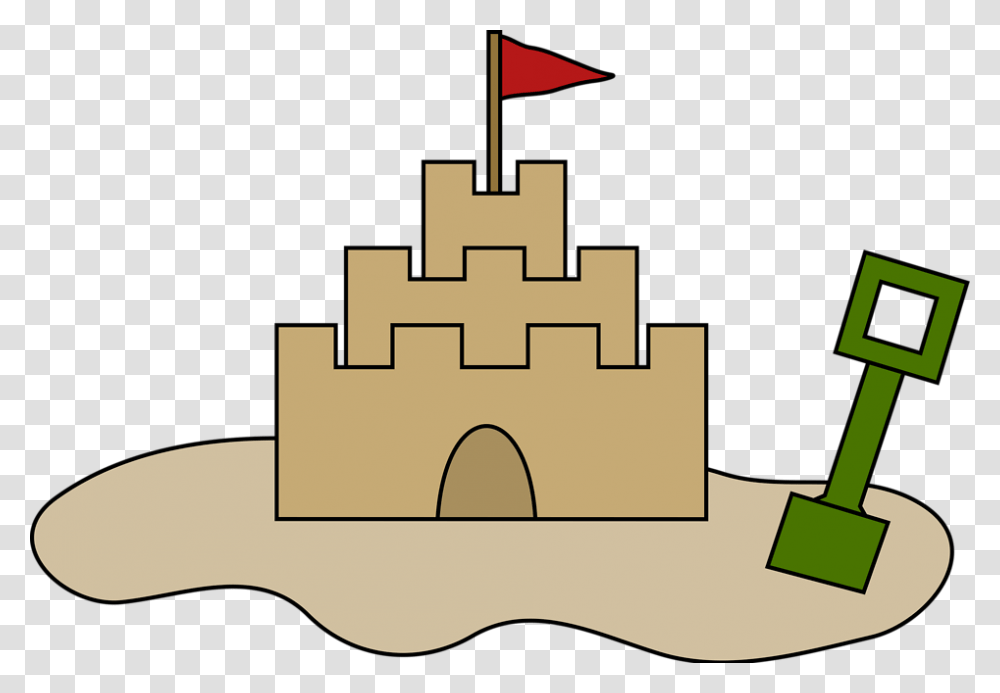 Beach Free Stock Photo Illustration Of A Sand Castle, Shovel, Tool, First Aid Transparent Png