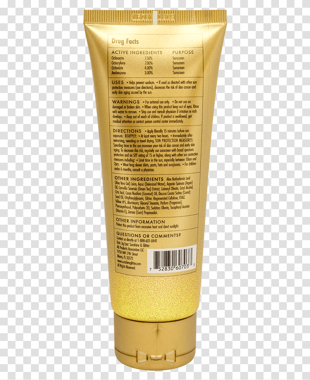 Beach Gypsy Spf 30 With Gold Glitter 4 Oz Cosmetics, Bottle, Sunscreen, Menu, Text Transparent Png