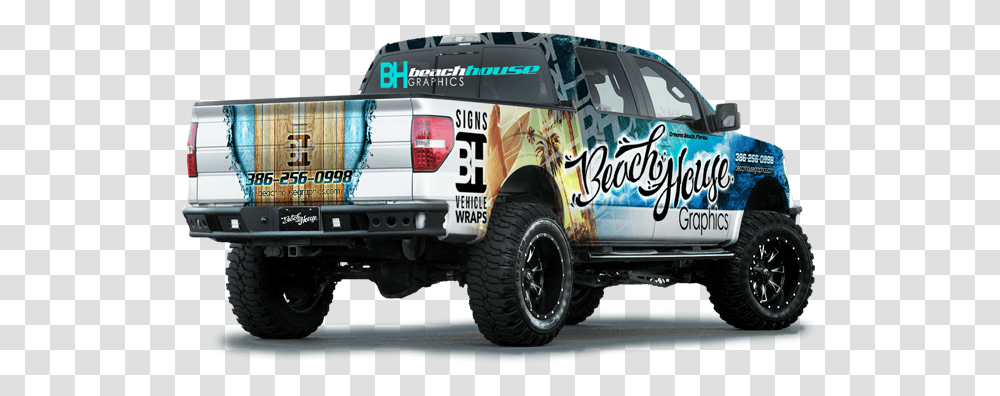 Beach House Graphics Vehicle Wrap Advertising Signs And Rim, Truck, Transportation, Wheel, Machine Transparent Png