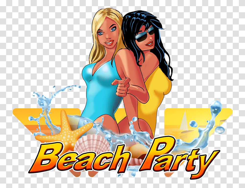 Beach Party Cartoon, Person, Female Transparent Png