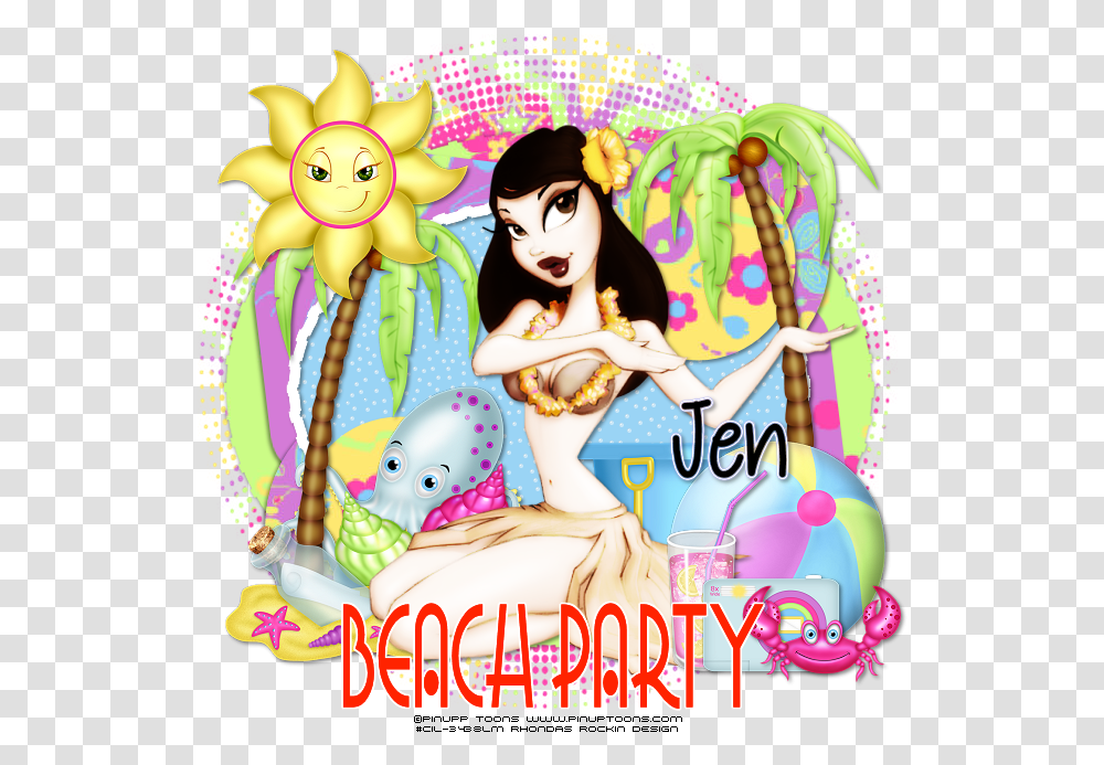 Beach Party Cartoon, Person, Poster, Advertisement Transparent Png