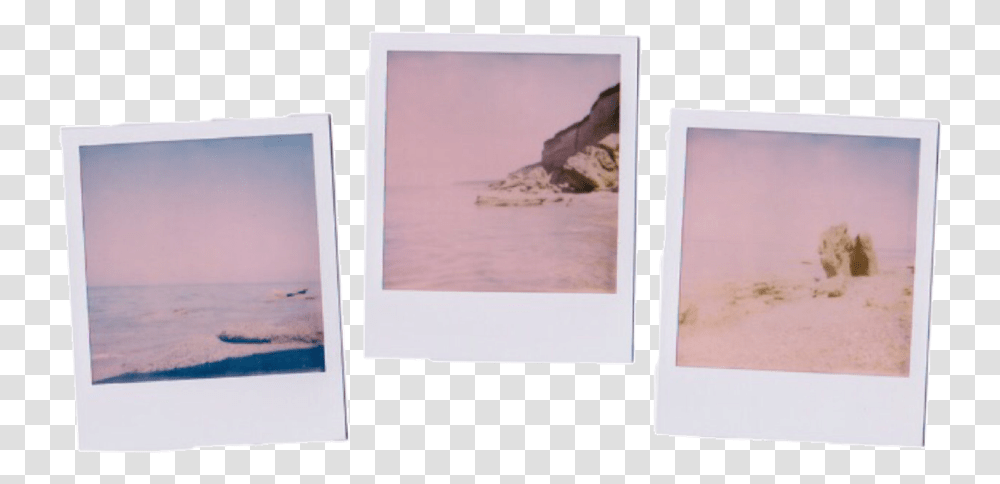 Beach Polaroid Pictures Photo White Frame White Polaroid Pink Sunset, Canvas, Monitor, Electronics Transparent Png