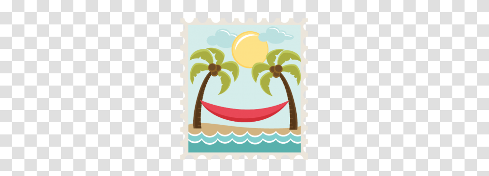 Beach Scene Stamp For Scrapbooking Palm Tree, Leisure Activities, Label, Rug Transparent Png