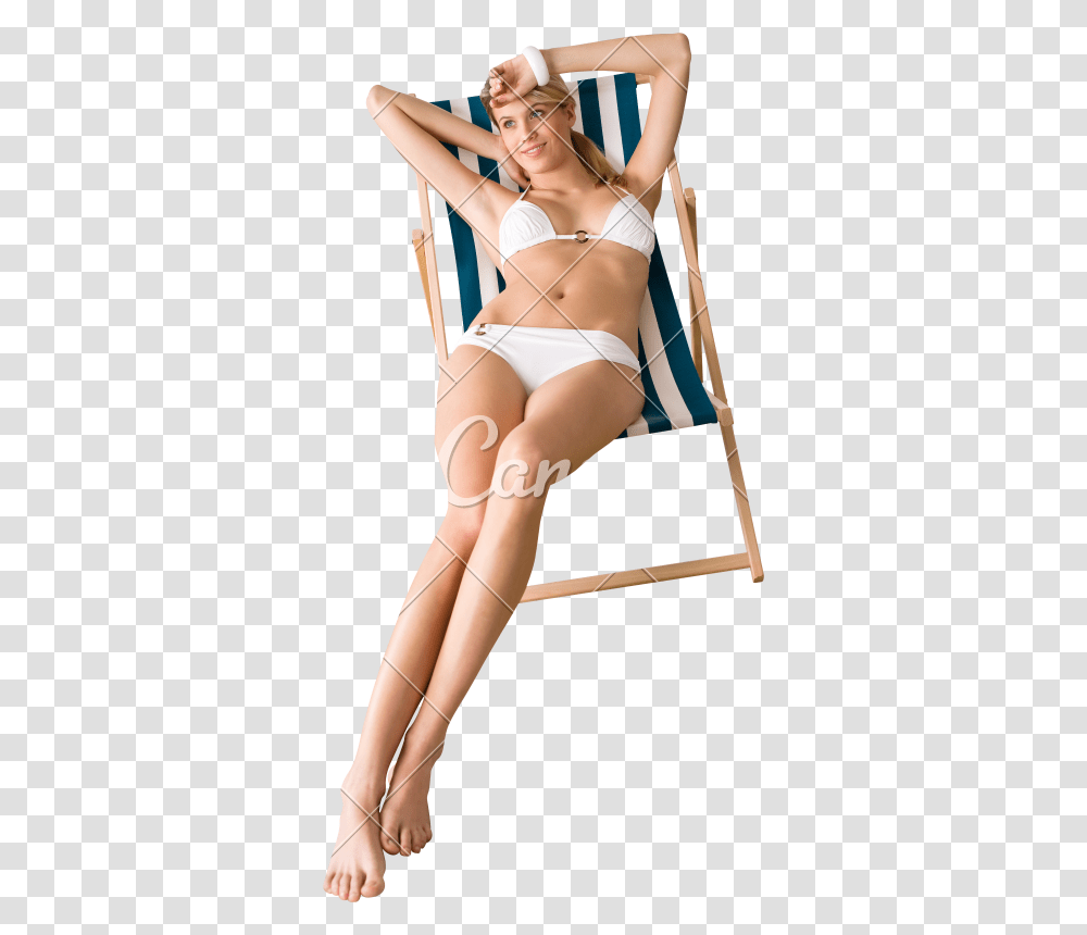 Beach Sunbathing On Deck Chair Photos By Woman Sunbathing, Female, Person, Swimwear Transparent Png