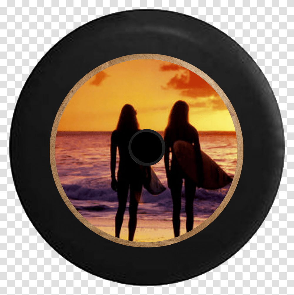 Beach Sunset Summer Girls, Person, Tire, Silhouette, Window Transparent Png