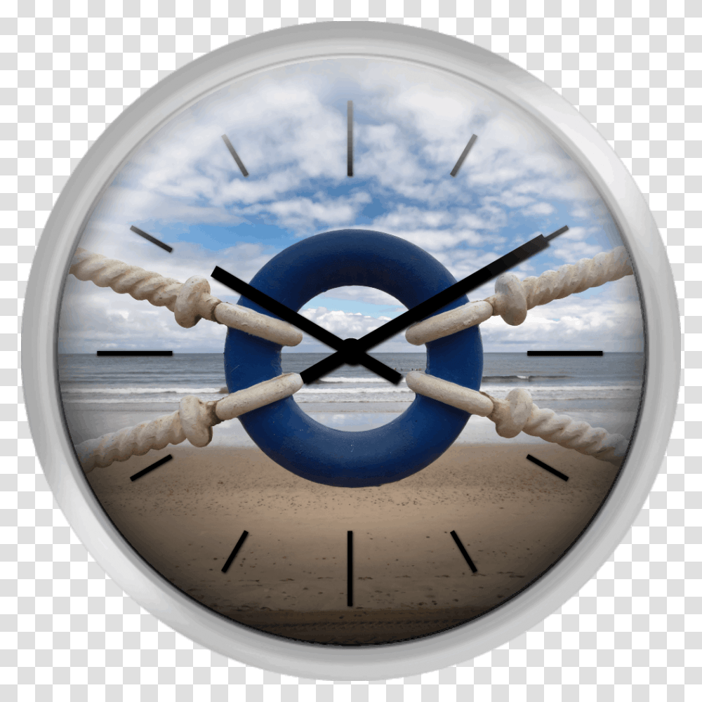 Beach Through Lifeguard Tied With Ropes Wall Clock, Analog Clock, Clock Tower, Architecture, Building Transparent Png