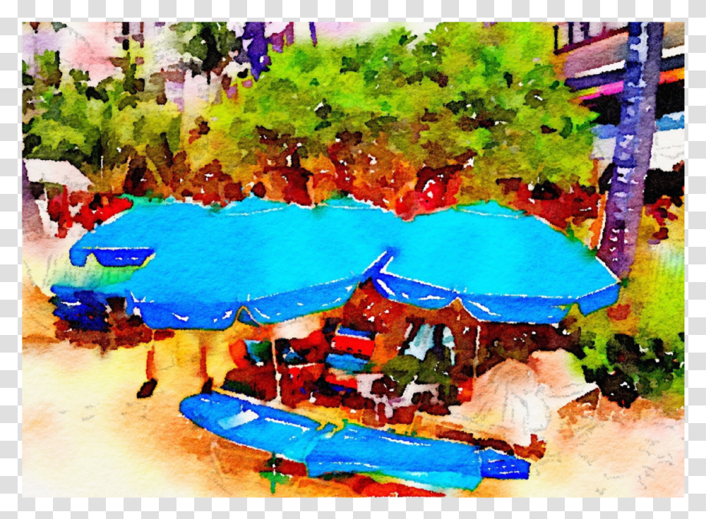 Beach Umbrella 102c Notecard Visual Arts, Amusement Park, Crowd, Water, Theme Park Transparent Png
