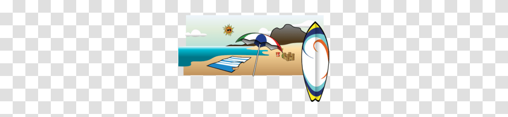 Beach Umbrella Ocean Surfboard Beach Scene Clip Art Clip Art, Nature, Outdoors, Sea, Water Transparent Png