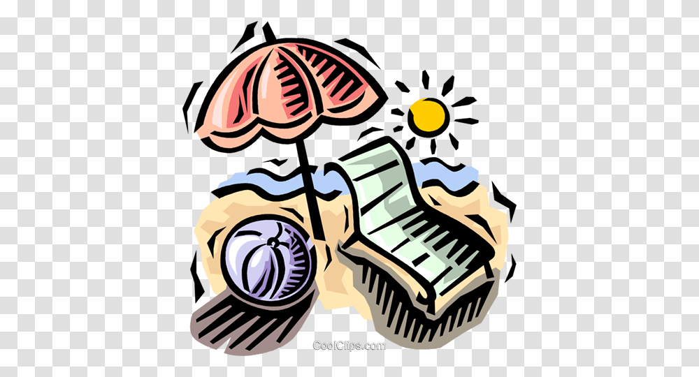 Beach Umbrella With Chair And Ball Royalty Free Vector Clip Art, Musical Instrument, Leisure Activities, Piano Transparent Png