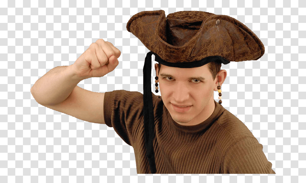 Beaded Pirate's Tricorn Hat Pirate Hat, Apparel, Person, Human Transparent Png