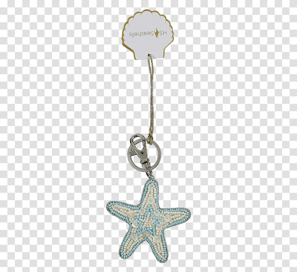 Beaded Starfish Clip Amp Key Ring Blue Amp Creme Beads Keychain, Pendant, Necklace, Jewelry, Accessories Transparent Png