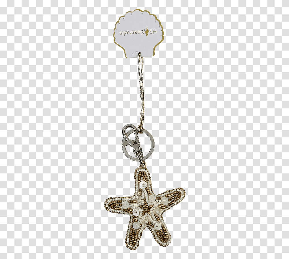 Beaded Starfish Clip Amp Key Ring Gold Amp Creme Beads Keychain, Pendant, Necklace, Jewelry, Accessories Transparent Png