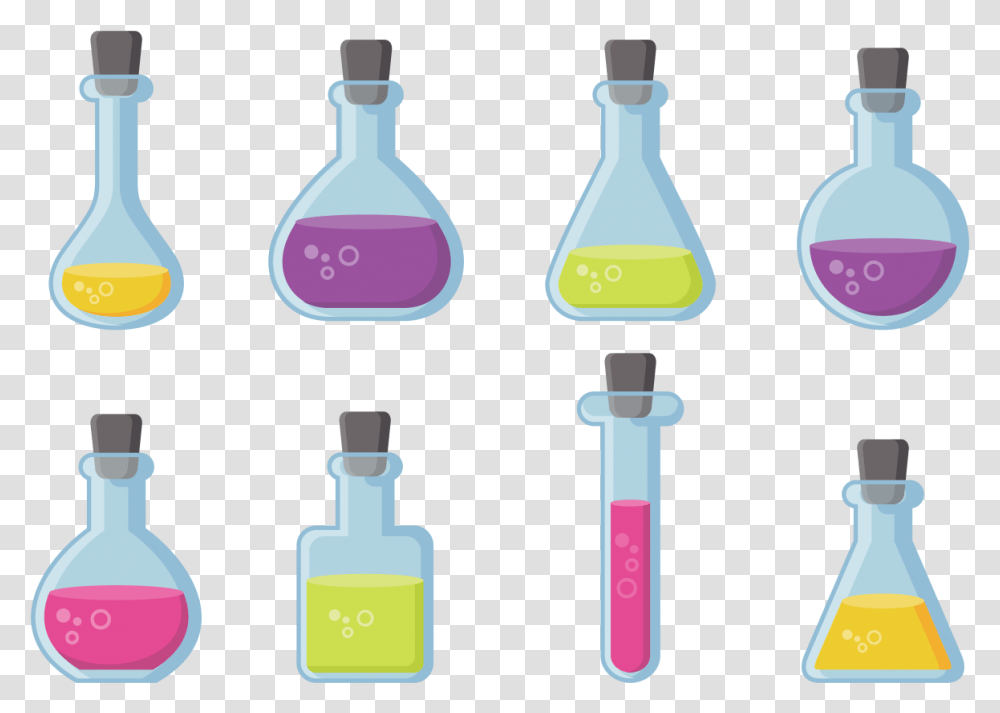 Beaker And Flask Icons Vector Flask Vector, Bottle, Label, Cosmetics Transparent Png