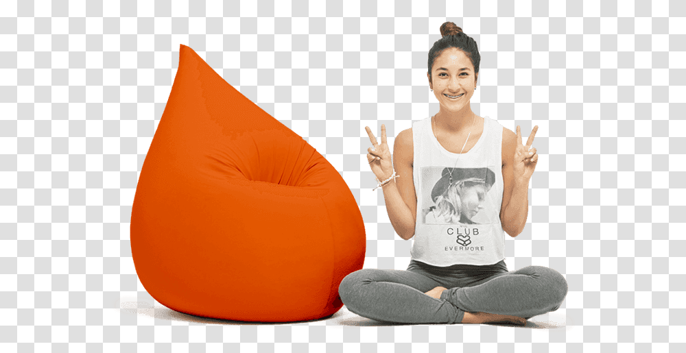 Beanbag Orange Beanbag Elly, Person, Sitting, Cushion Transparent Png