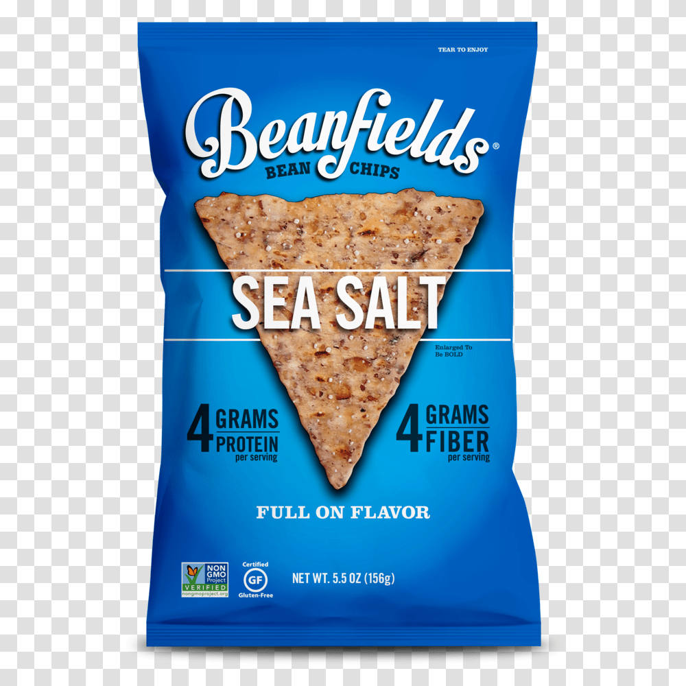 Beanfields Bean Chips Sea Salt, Food, Advertisement, Bread, Cracker Transparent Png