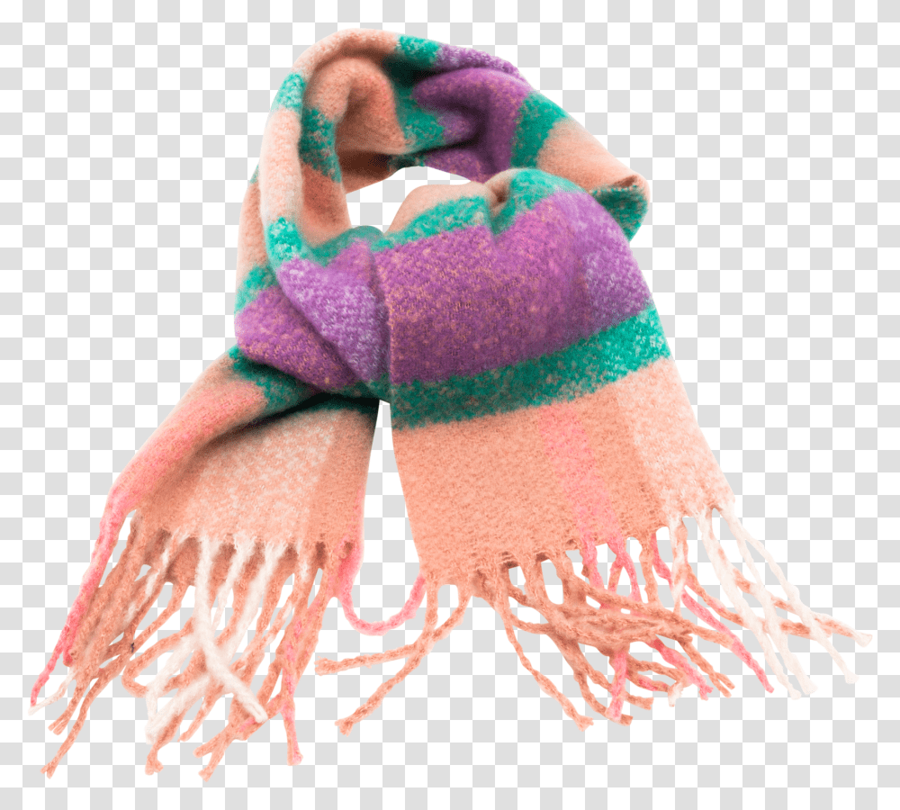 Beanie And Scarf In The New Winter Colors Scarf, Apparel, Person, Human Transparent Png
