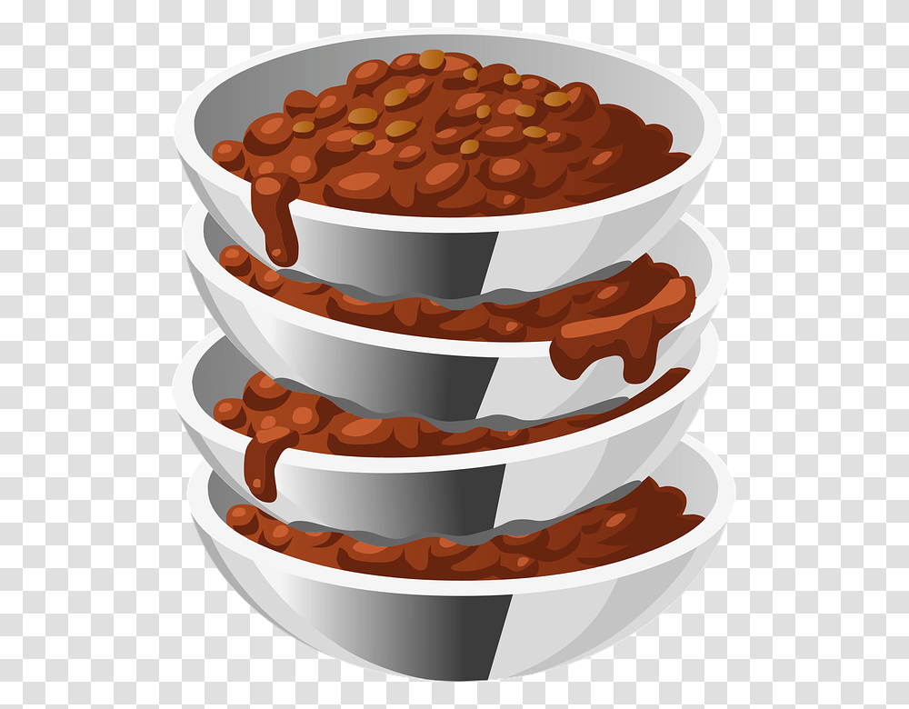 Beans Cooked Food Steel Bowls Four Servings Bowl Of Chili Clipart, Birthday Cake, Dessert, Meal, Dish Transparent Png