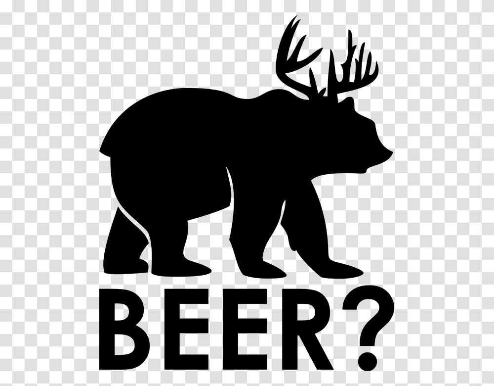 Bear Beer Moose Antler Funny, Gray, World Of Warcraft Transparent Png