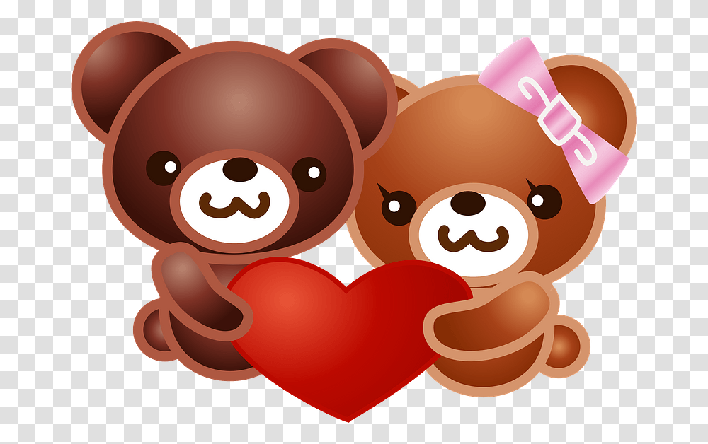 Bear Couple With Heart Clipart, Animal, Sweets, Food, Confectionery Transparent Png