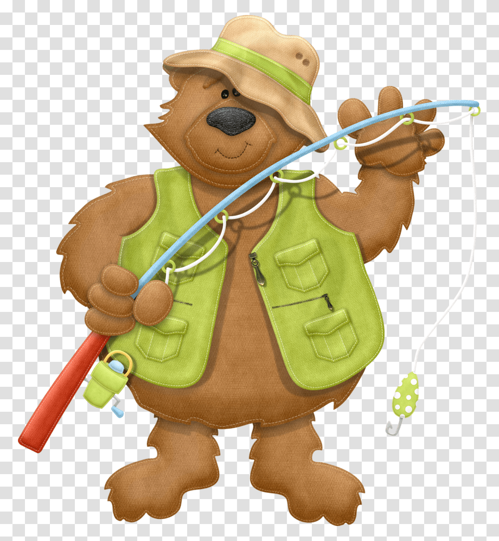 Bear Fishing With A Bear Cartoon, Toy, Doll, Person, Human Transparent Png