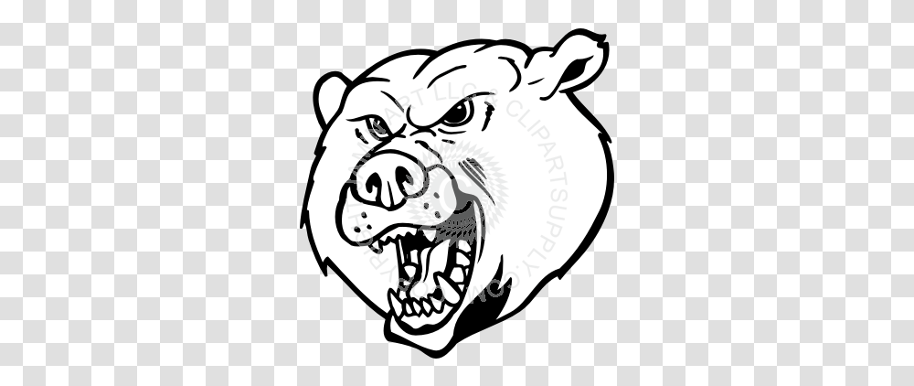 Bear Head With Open Mouth Bear With Mouth Open Drawing, Art, Statue, Sculpture, Teeth Transparent Png