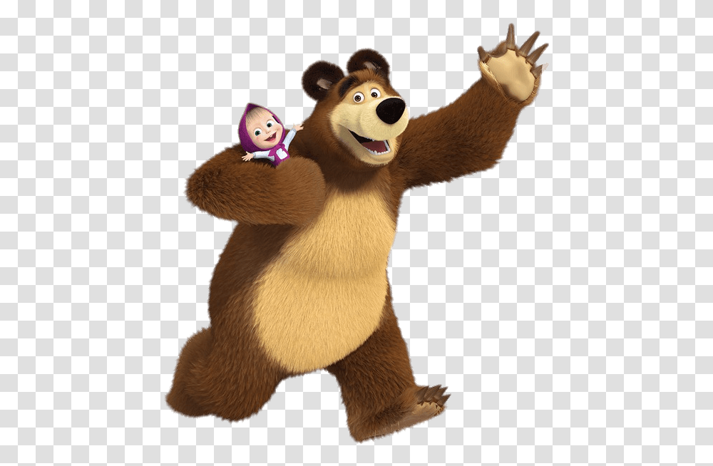 Bear Holding Masha Masha And The Bear, Toy, Mascot, Plush Transparent Png