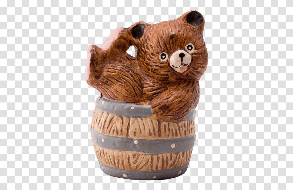 Bear In Barrel Toy Clip Arts Barrel, Figurine, Building, Architecture, Pillar Transparent Png