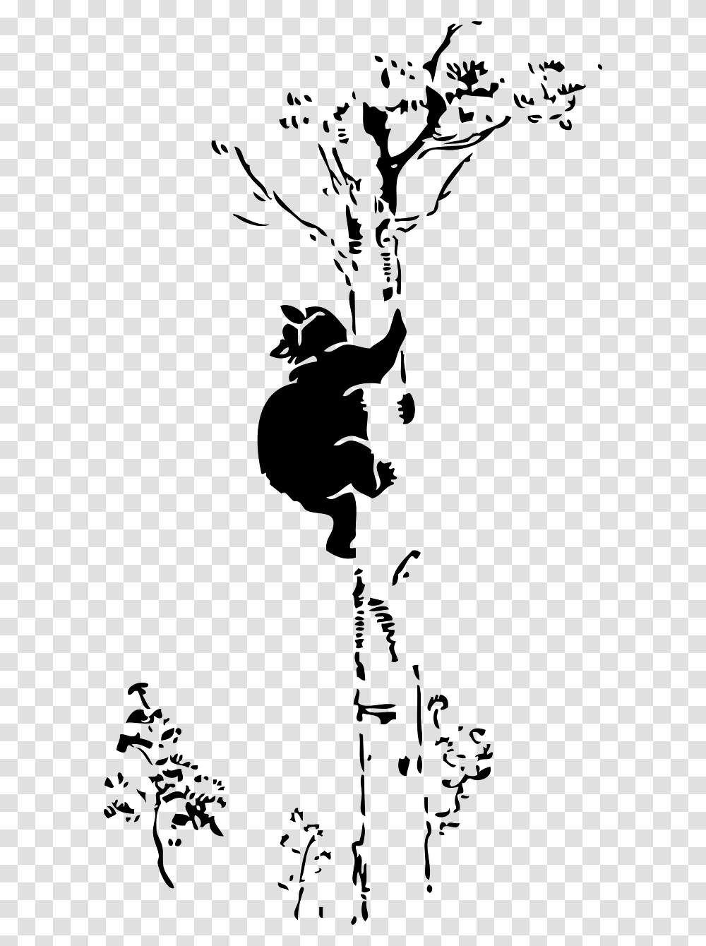Bear In Tree Silhouette, Gray, World Of Warcraft Transparent Png