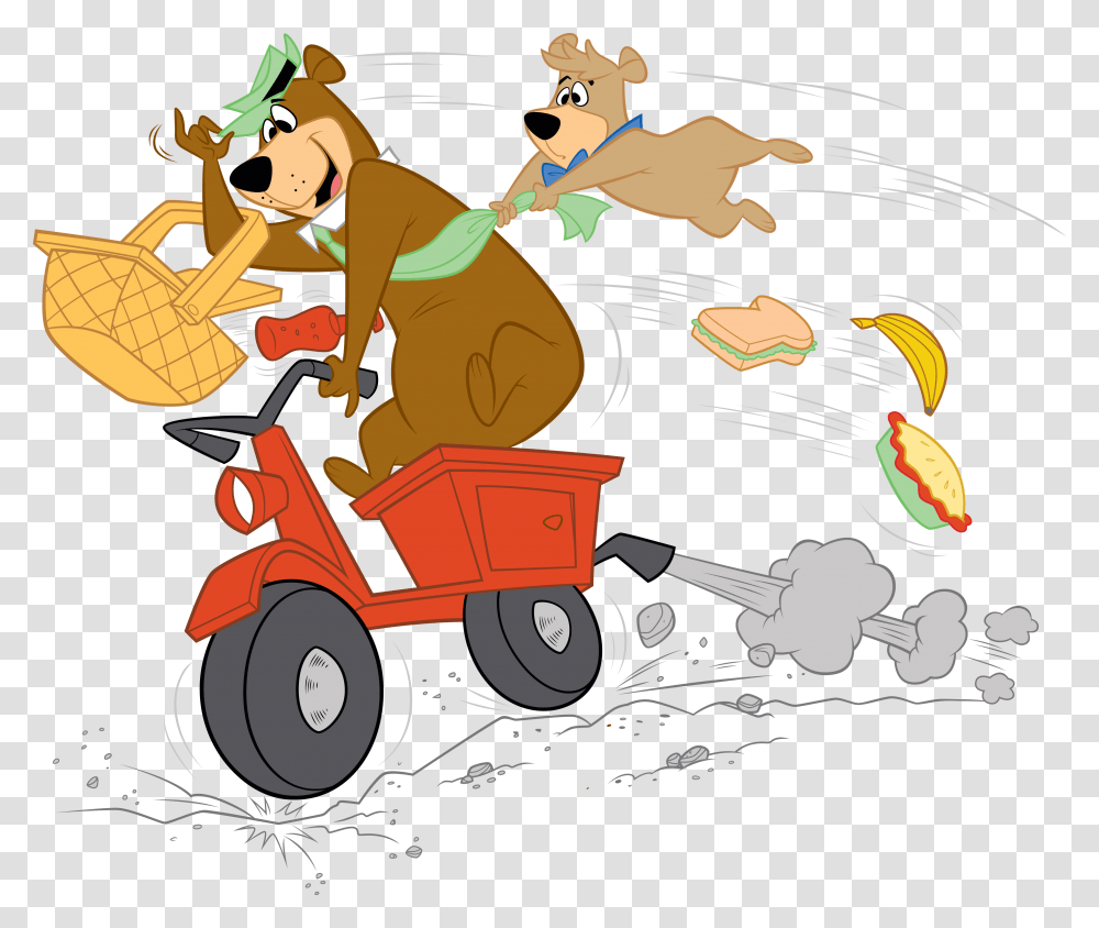 Bear Riding Motorcycle Cartoon, Vehicle, Transportation, Outdoors, Kart Transparent Png
