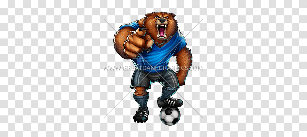 Bear Soccer Player Production Ready Artwork For T Shirt Printing, Soccer Ball, Sport, Team, Person Transparent Png