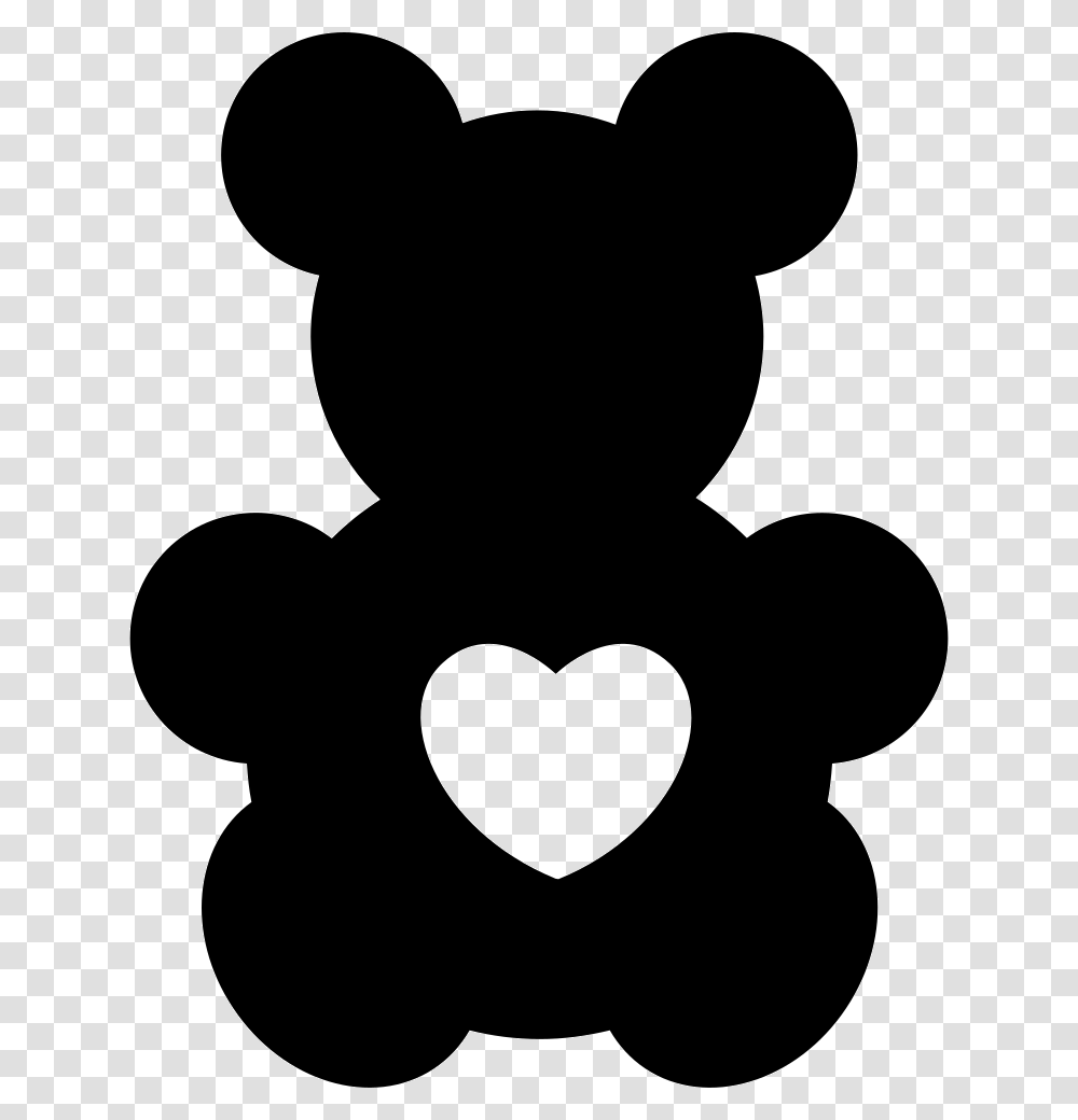 Bear Toy Silhouette With A Heart Shape Silhouette Teddy Bear Shape, Stencil Transparent Png