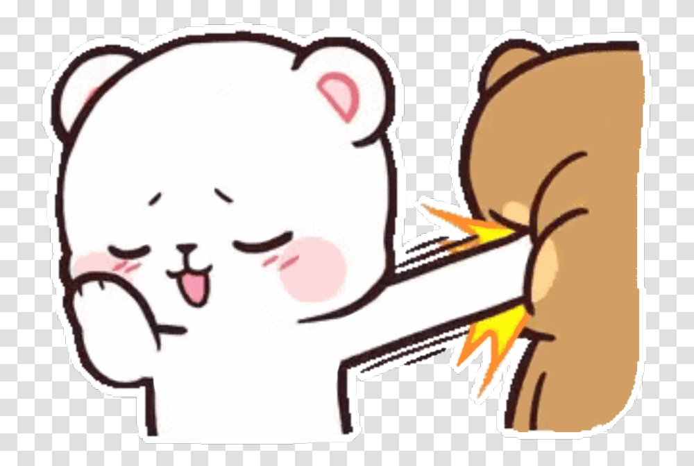 Bears Bear Cute Kawaii Love Funny Fighting Punching Milk And Mocha Bear Punch, Label, Face, Sticker Transparent Png