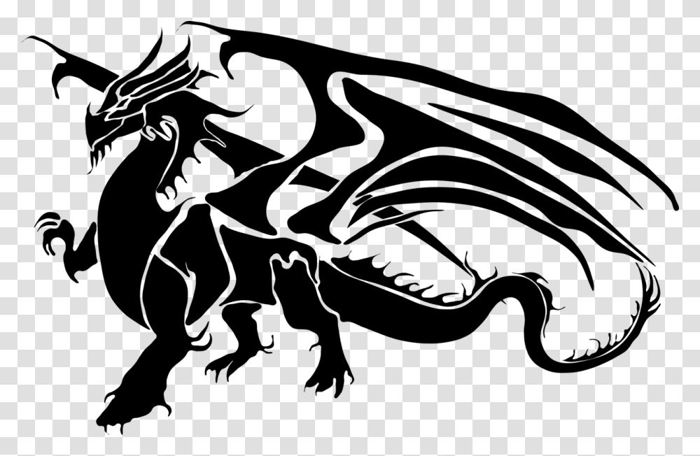 Beast Dragon Flying Monster Monsters And Heroes Dragon Silhouette, Gray, World Of Warcraft Transparent Png