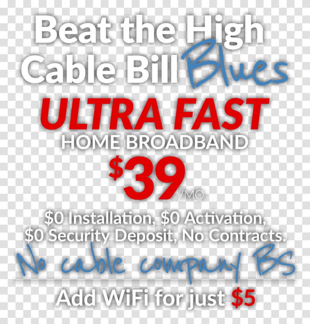 Beat The High Cable Bill Blues Calligraphy, Poster, Advertisement, Flyer, Paper Transparent Png