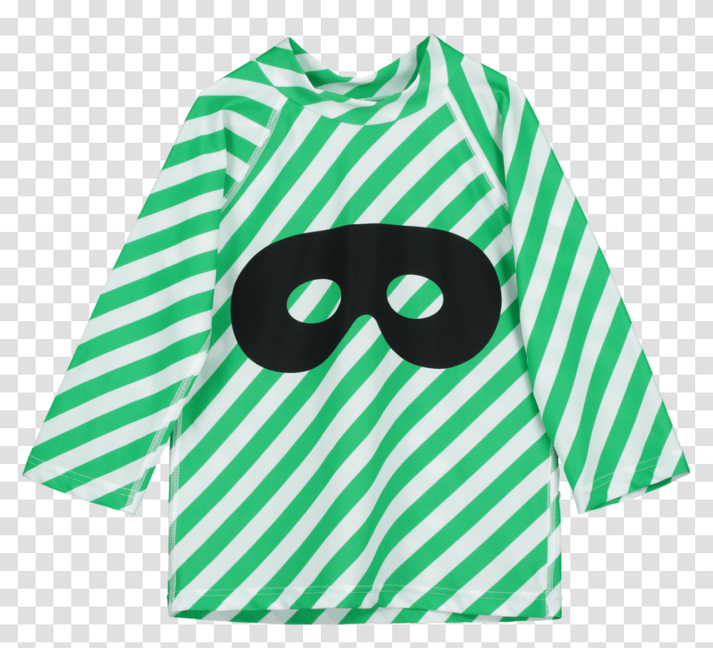 Beau Loves Green Diagonal Stripes Hero Mask Swim Top Stock Exchange, Apparel, Sleeve, Long Sleeve Transparent Png