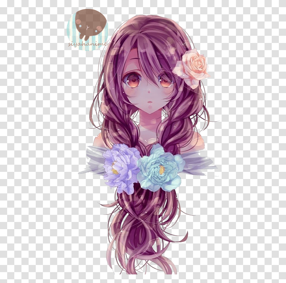 Beautiful Anime Girl Hair Download Very Pretty Anime Girls, Floral Design, Pattern Transparent Png